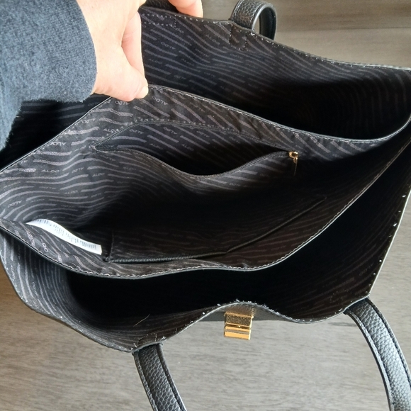ALDO Black Leather Tote Bag EXCELLENT CONDITION - Picture 4 of 5